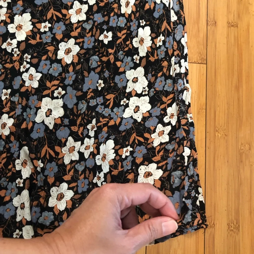 Free People All I Wanted Lace Floral Ditsy Black Brown Maxi Slip Dress size S